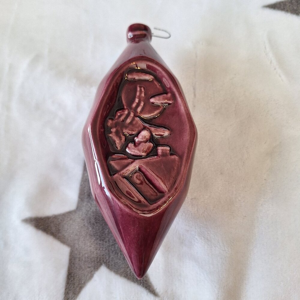 Vintage 1976 Duncan Enterprises Burgundy Ceramic Christmas Ornament Unique